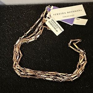 Freida Rothman crystal, gold and silver 36” Necklace